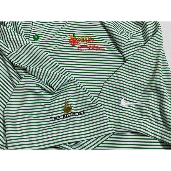 Nike Golf Polo Green Stripe Biltmore Club Crest Shirt Men’s XL Performance Fit - Picture 7 of 12